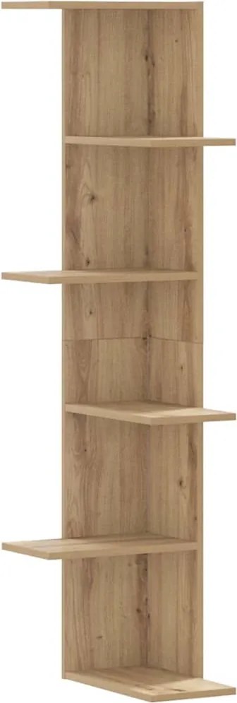vidaXL kézműves tölgy szerelt fa fali sarokpolc 36,5 x 36,5 x 140 cm