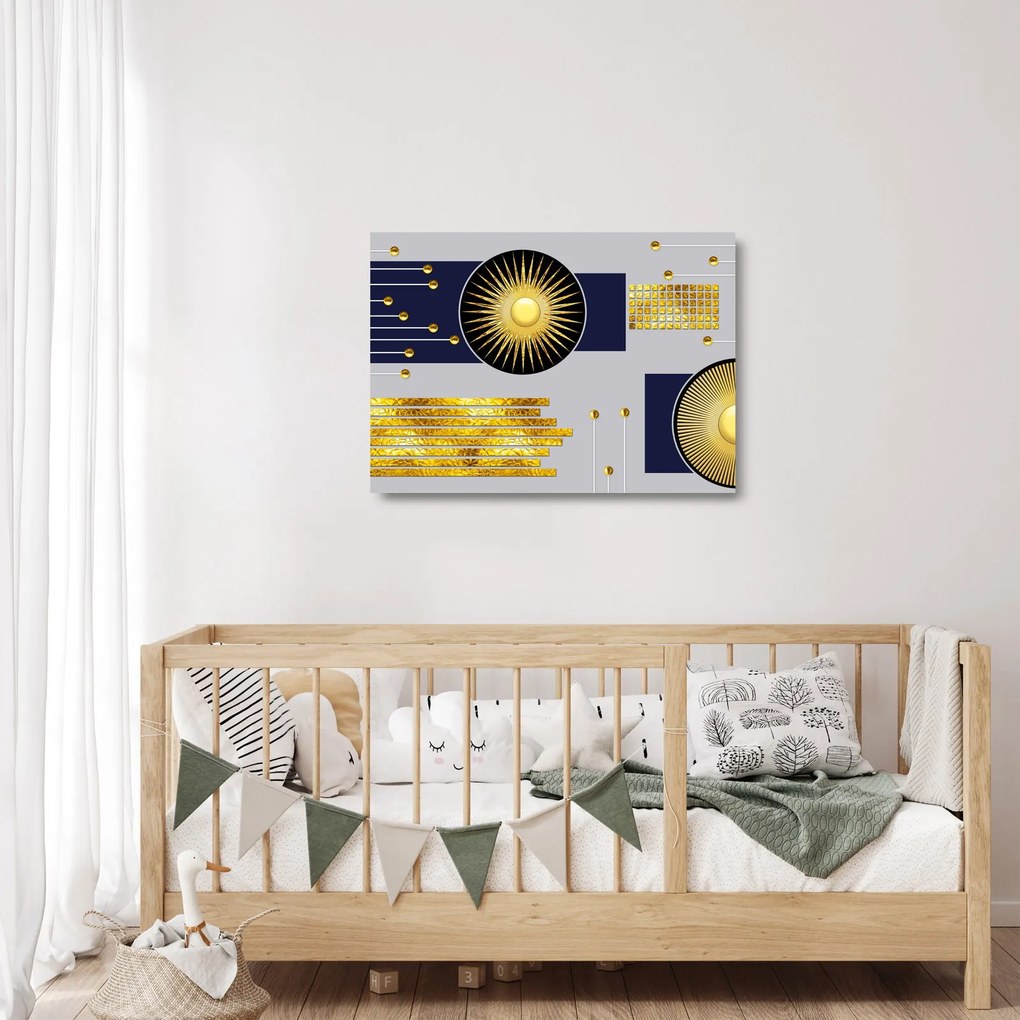 Kép - arany körök (üvegen) (70x50 cm)