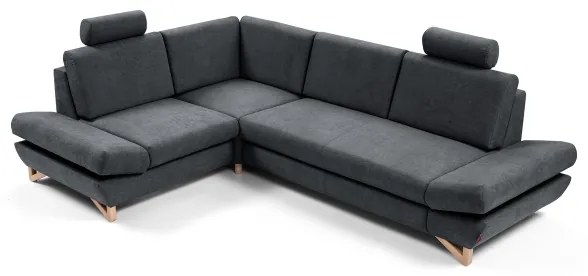 Ágyazható kárpitozott L-alakú sarokülőgarnitúra tárolórekesszel AVESTA, balos, antracit