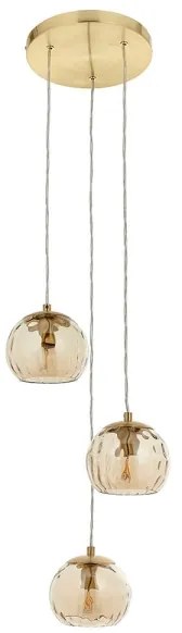 Endon 91971 - Kábeles csillár DIMPLE 3xE14/25W/230V arany/füstös bézs