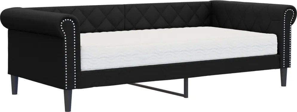 vidaXL fekete műbőr heverő matraccal 90 x 200 cm