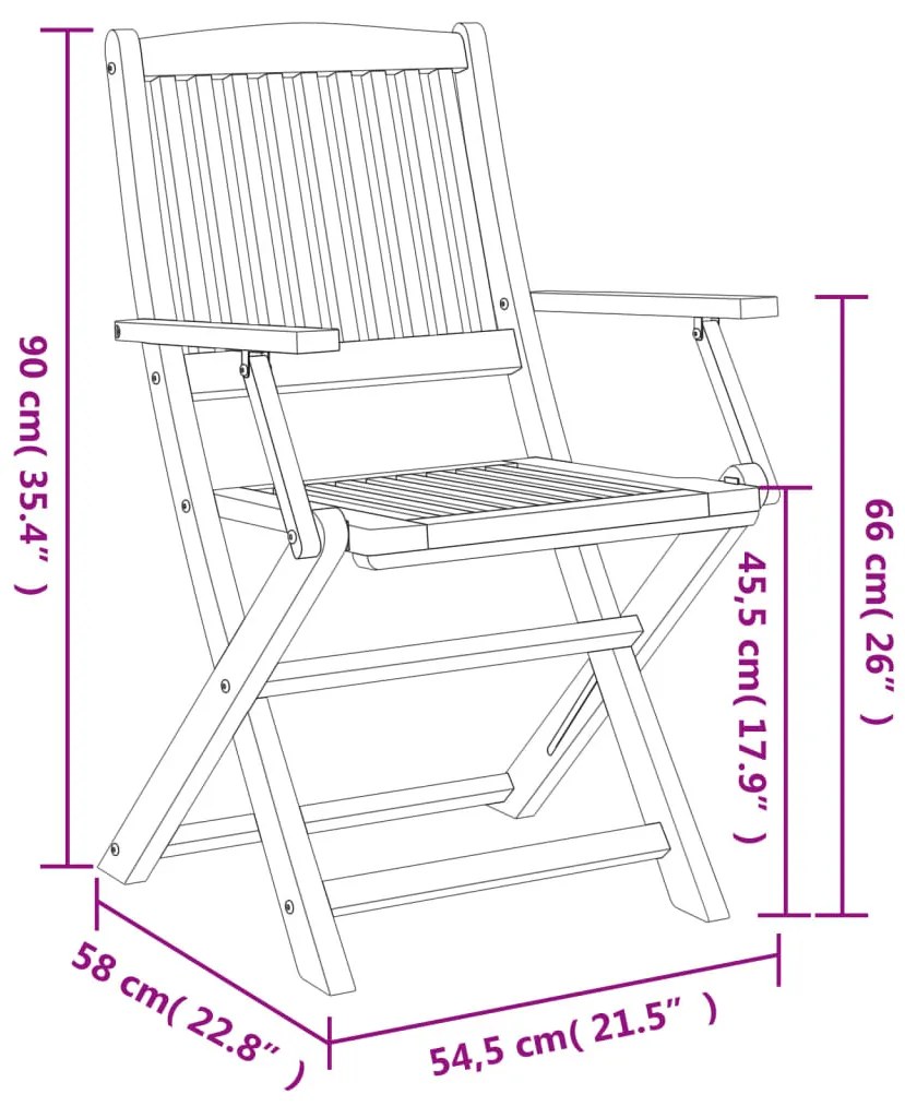 8 db összecsukható tömör akácfa kerti szék 54,5x58x90 cm