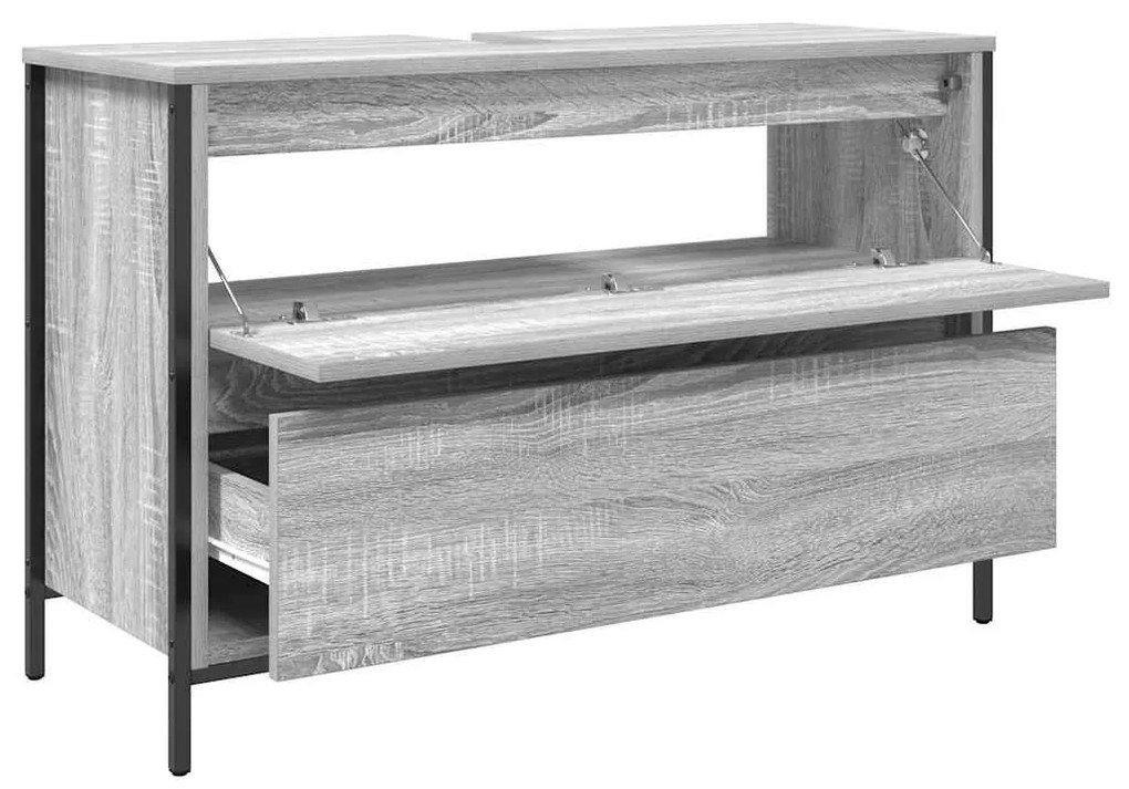 sonoma színű fürdőszobai mosdószekrény fiókokkal 90x34,5x60 cm