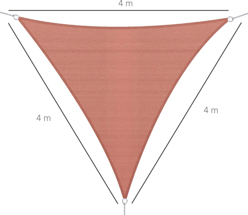 Outsunny Nagy Háromszög Napernyő Vitorla 4 x 4 x 4 m Magas Sűrűségű Polietilén UV Ellenálló Rozsdás Vörös Színben | Aosom