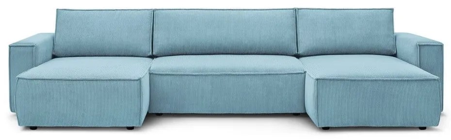 Mentazöld kordbársony kinyitható-tárolóhelyes (U alakú) sarokkanapé Nihad – Bobochic Paris