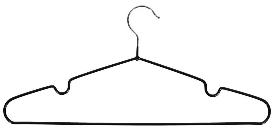 Massa fém vállfa, fekete, 10 db-os szett