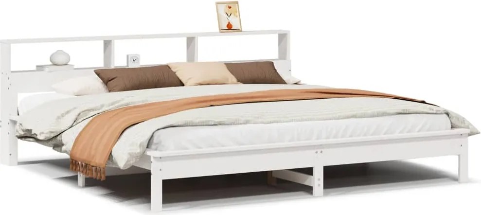 vidaXL fehér tömör fenyőfa ágy matrac nélkül 180 x 200 cm