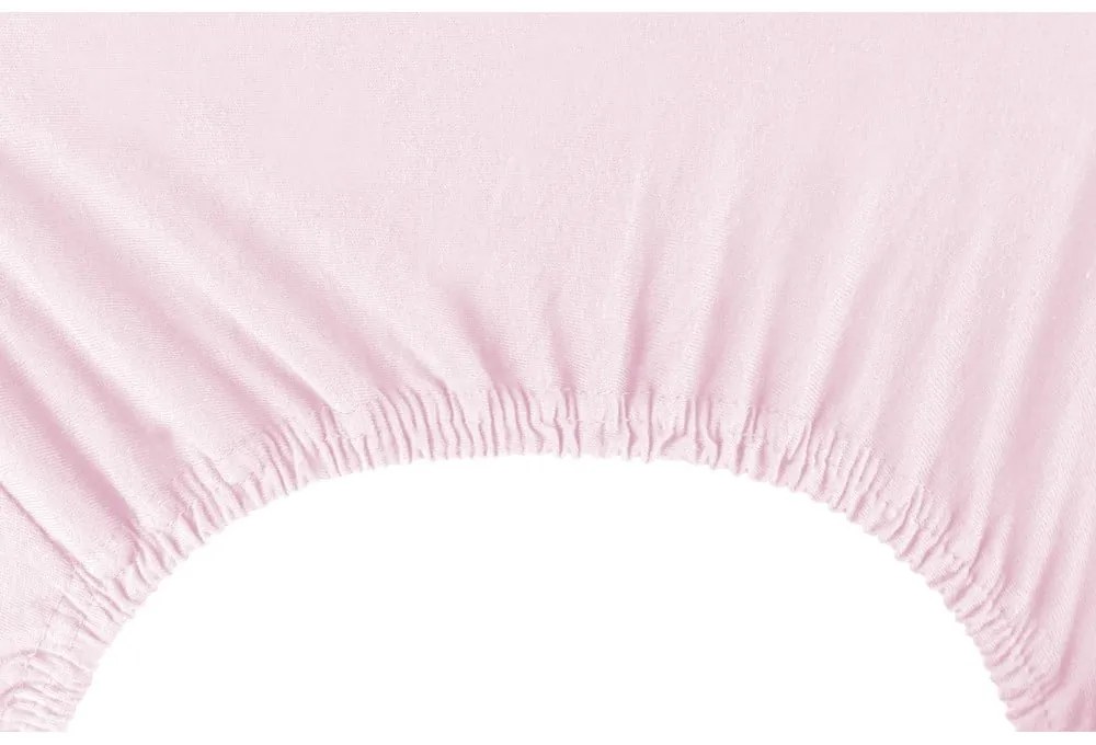 Világos rózsaszín gumis jersey lepedő 200x200 cm Amber – Restilo