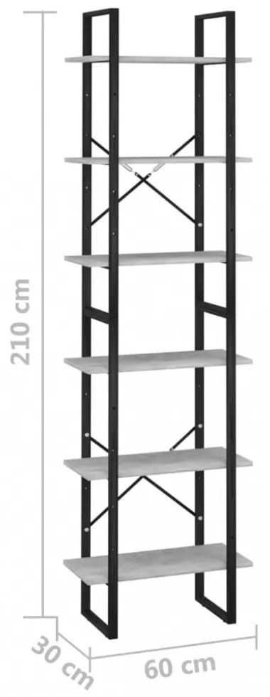 betonszürke szerelt fa tárolópolc 60 x 30 x 210 cm