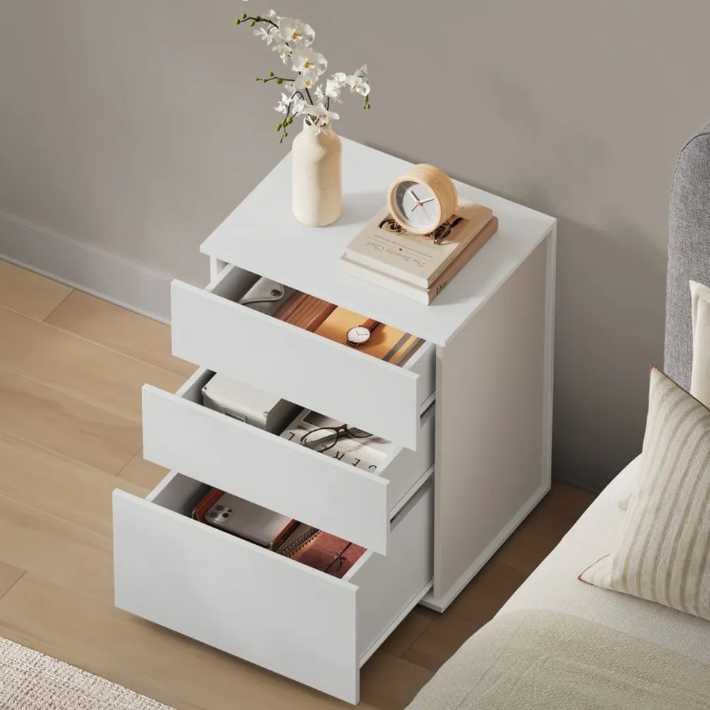 Éjjeliszekrény RAMONA, 58x35x45 cm, matt fehér/bézs Vasagle