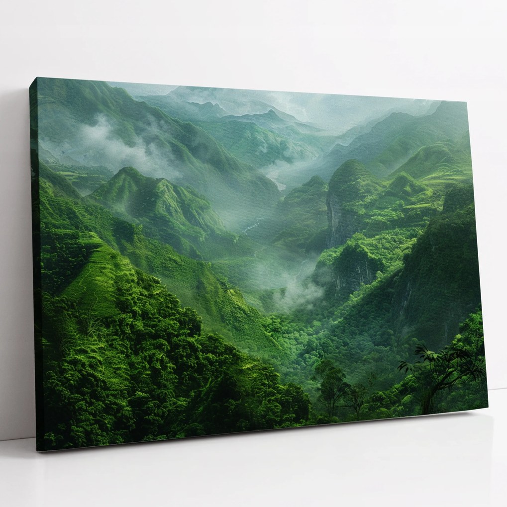 Vászonkép Zöld völgy a hegyek között tájkép a nappali szobába 100x70