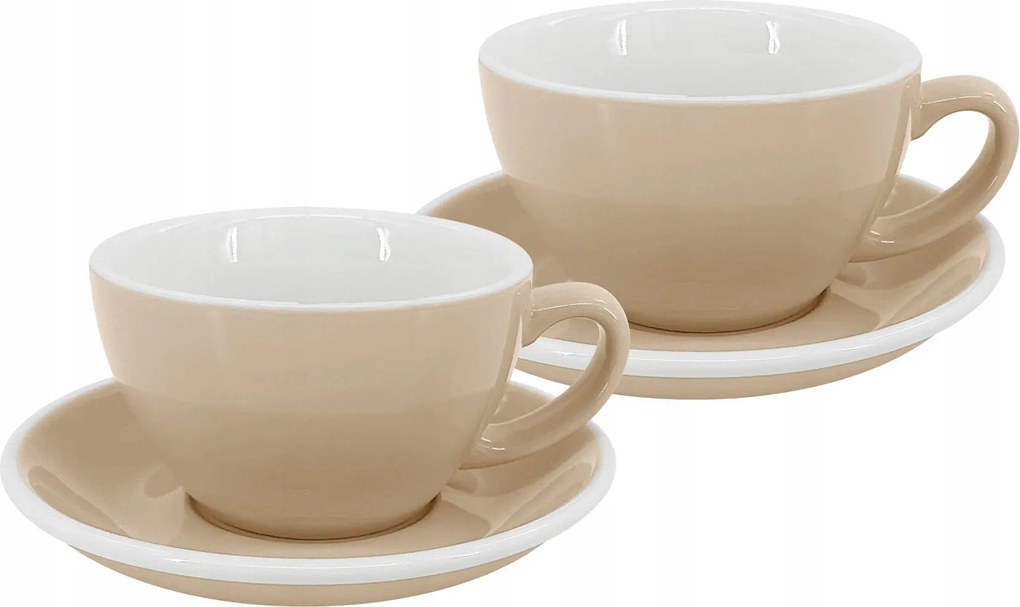 2 darabos szett Latte csésze tányérral Roma, 250 ml, elefántcsont