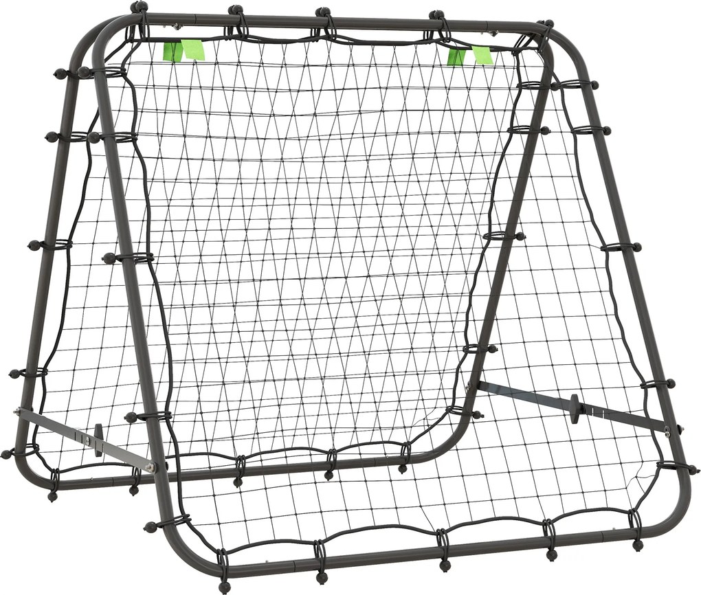 HOMCOM Focirebounceer, Állítható Visszarúgó Fal 5 Szögbeállítással és Visszarúgó Háló, 100 x 95 cm Focikapu Tini számára, Visszarúgó Fal Kézilabda Edz
