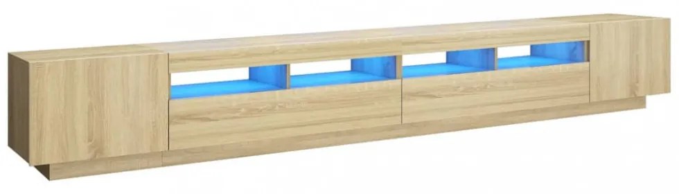 sonoma tölgy színű TV-szekrény LED-lámpákkal 300 x 35 x 40 cm