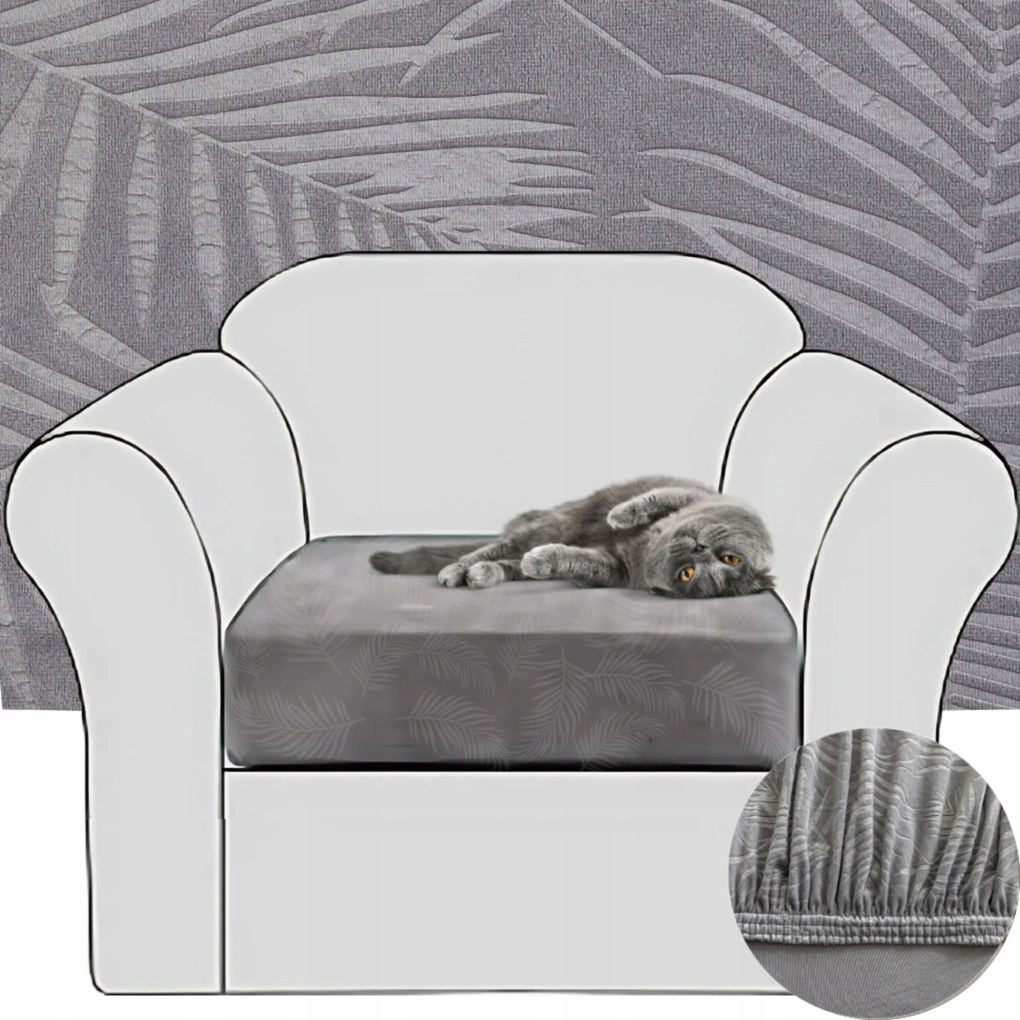 Kanapé Huzat Fotel Háttámla Velúr Dombornyomott Pálmalevelek