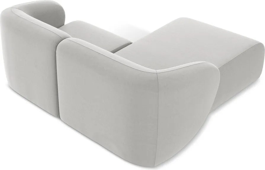 Világosszürke bársony sarokkanapé (bal oldali-heverő résszel) Lani – Makamii