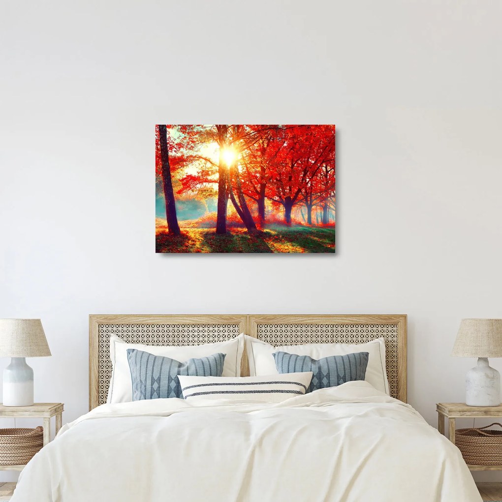 Kép - Őszi táj (üvegen) (70x50 cm)