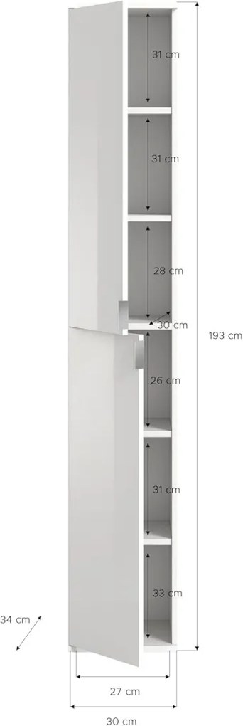 Project X előszobai gardrób szekrény matt fehér