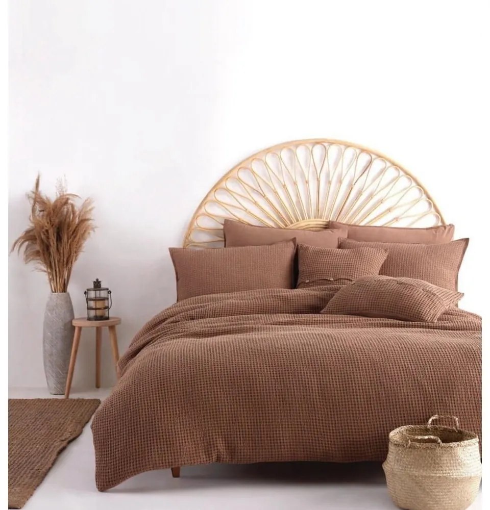 Barna kétszemélyes-hosszabbított renforcé pamut ágyneműhuzat 240x220 cm Waffle Striped – Mila Home Luxury