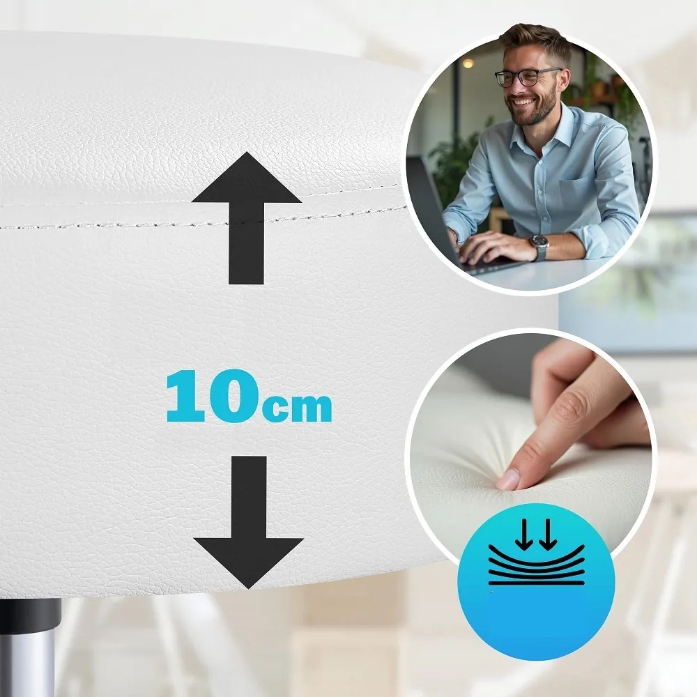 OXANA lábtartós görgős puff, Ø35cm, fehér Casaria