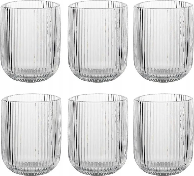 Hagyományos Bordázott Pohár Italokhoz 270 ML Magas 6 Db-os Szett