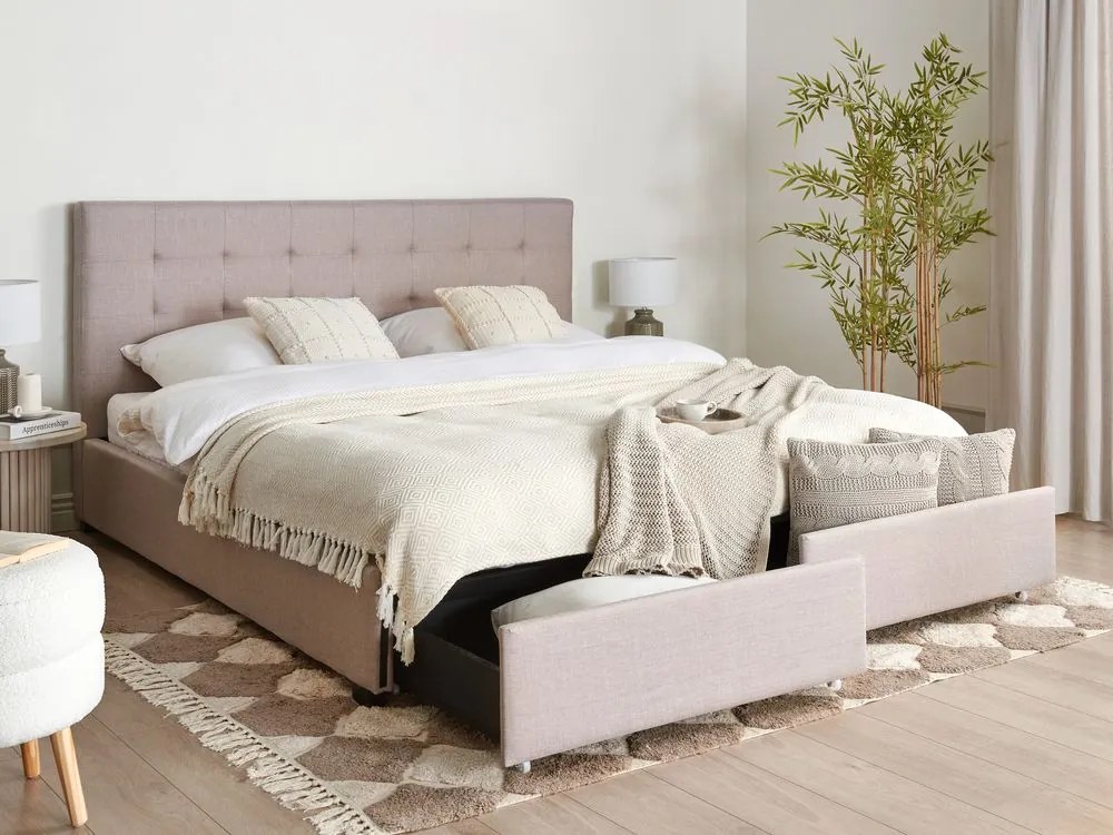 Franciaágy 180 cm ROLLA (ágyráccsal és tárolóhellyel) (világosszürke). 1007489