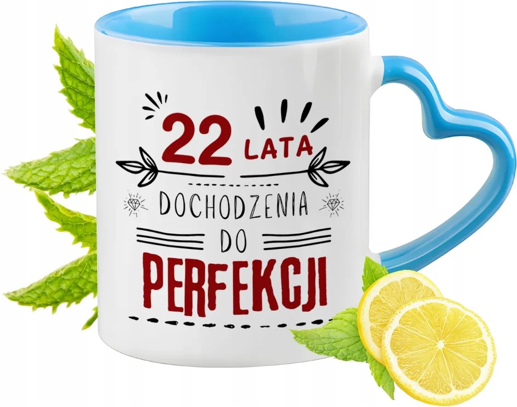 Születésnap 22 22. 22. Kék Bögre Szív Alakú Füllel Ajándék