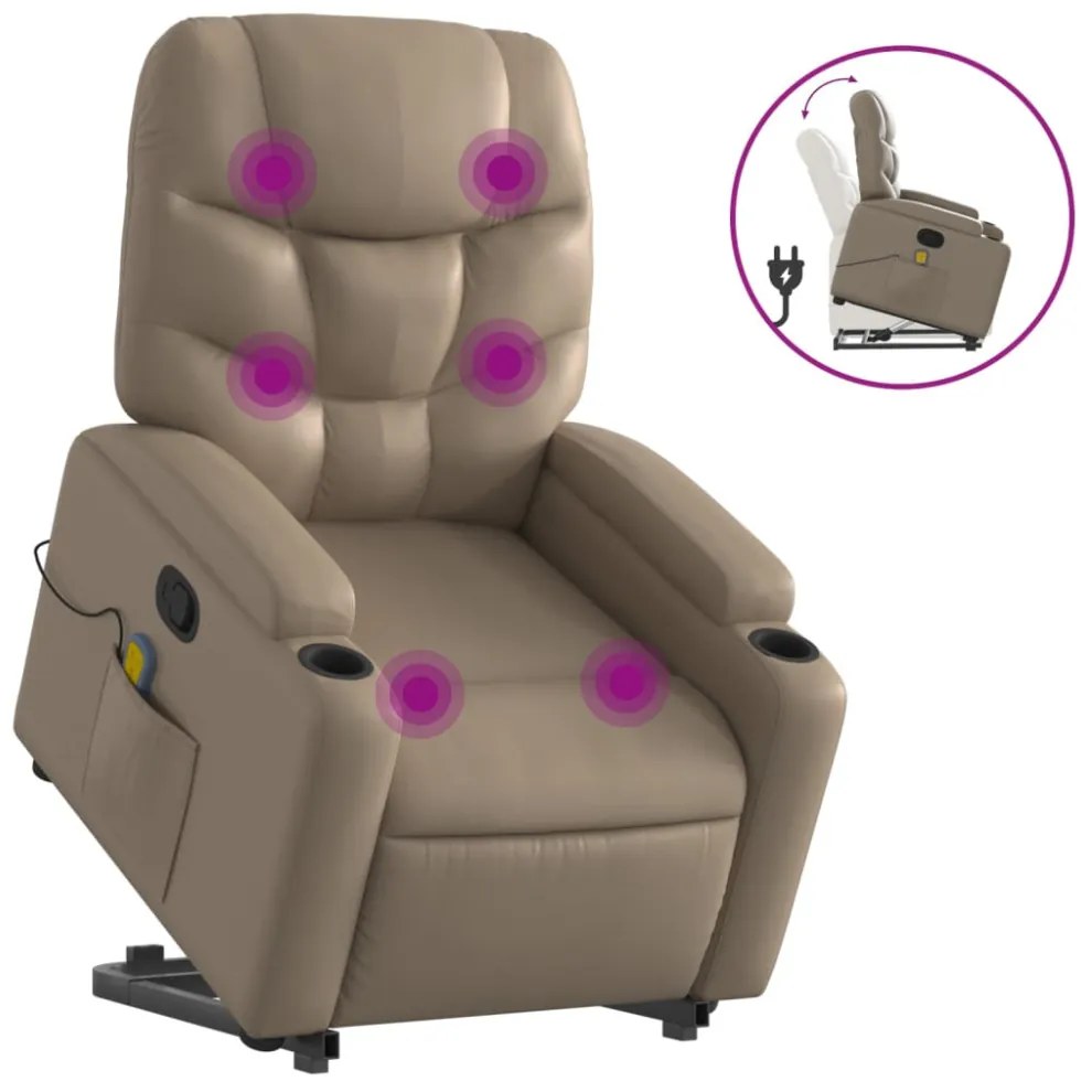 vidaXL cappuccino műbőr dönthető masszázs- és állófotel