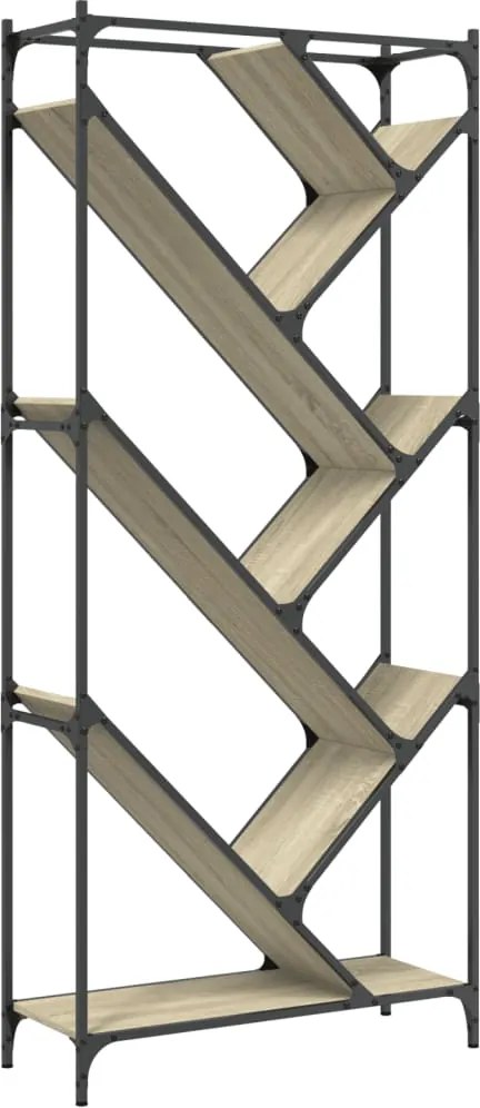 vidaXL sonoma tölgy színű szerelt fa és fém könyvszekrény 79x30x180 cm