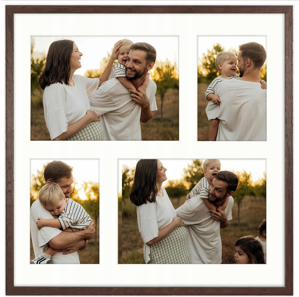 Képkeret 4 képhez 10x15 cm 15x21 cm barna fotógaléria 40x40 cm Framai