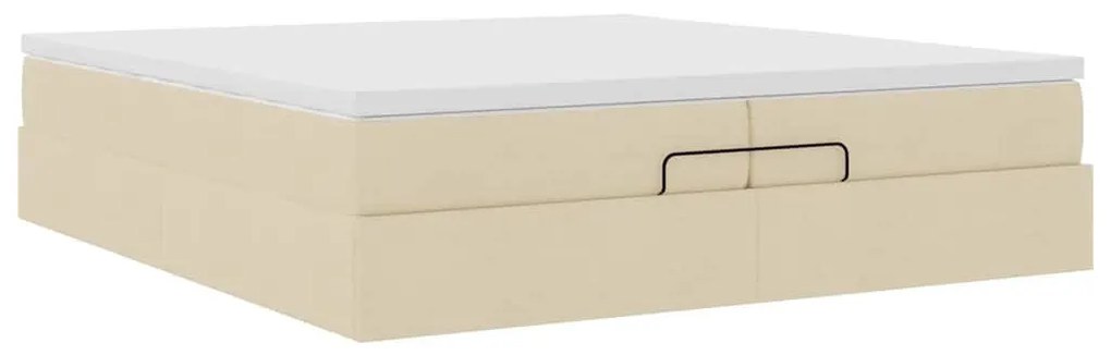 oszmán ágykeret matracokkal krém 200x200cm szövet