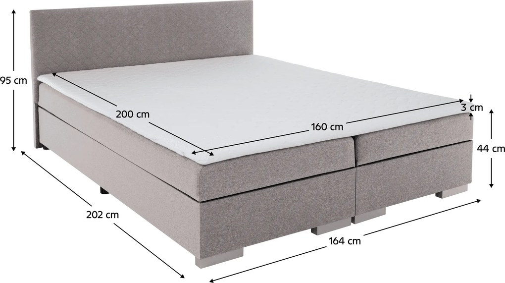 Boxspring ágy, szürkésbarna Taupe, 160x200, ADARA