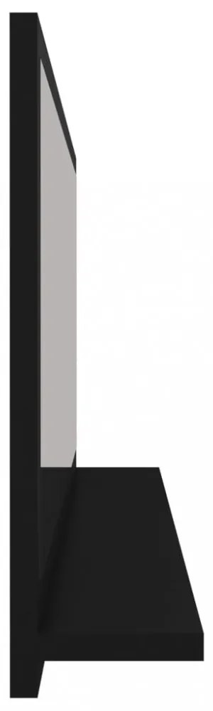 fekete forgácslap fürdőszobai tükör 90 x 10,5 x 37 cm
