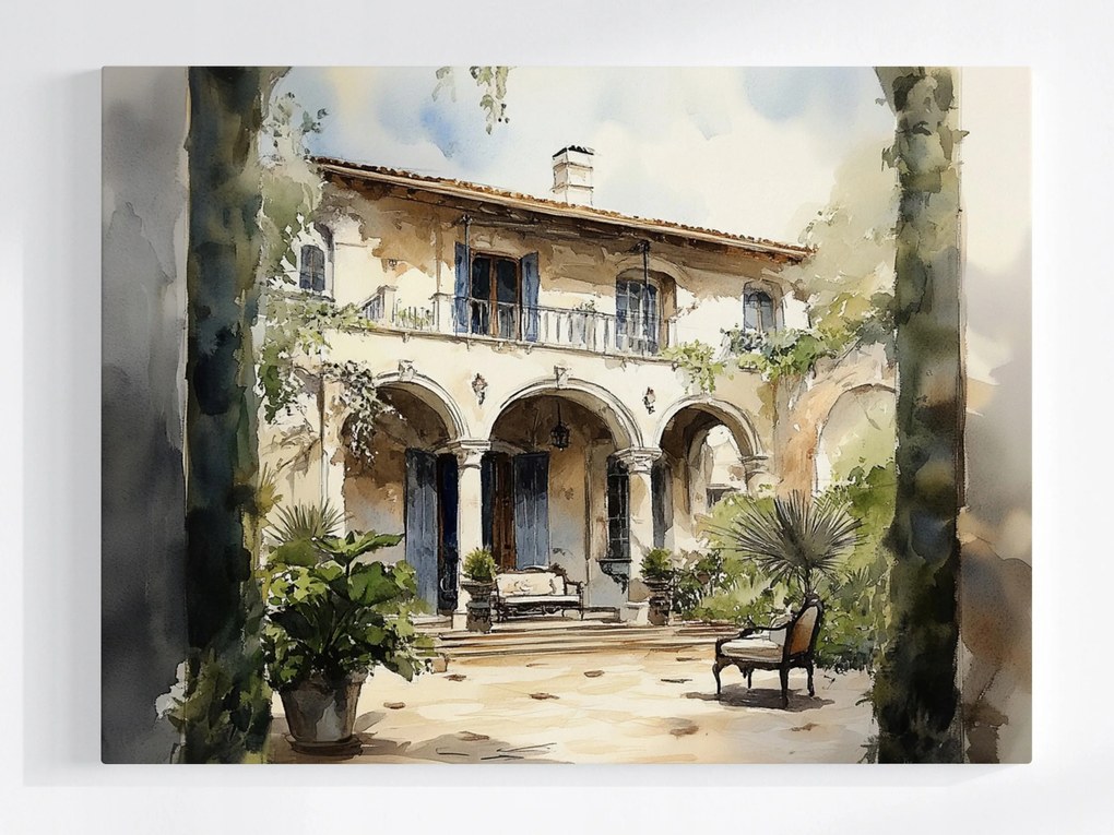 Poszter Ház Villa Kúria Udvar Terasz Olaszország 80x60