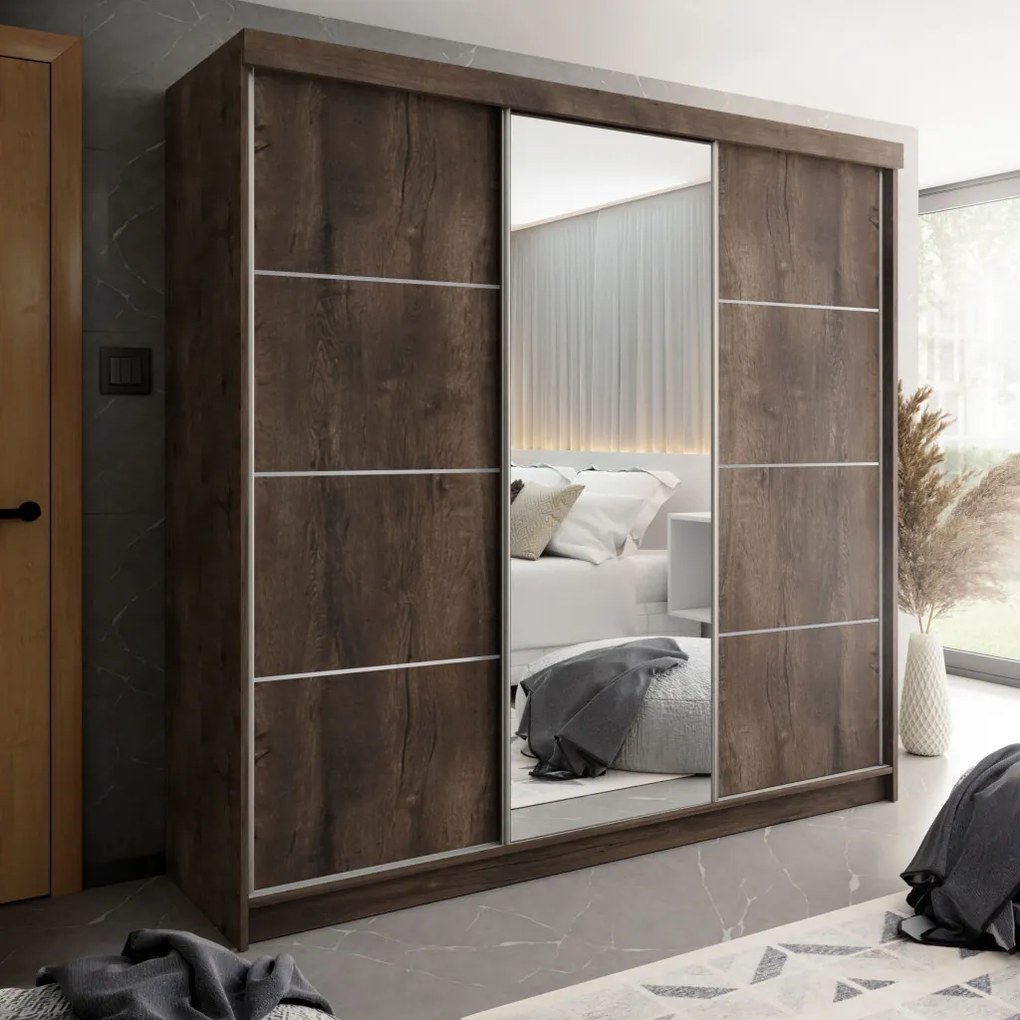 TOP B-23 Tolóajtós Szekrény 250cm, Szürke Hamu