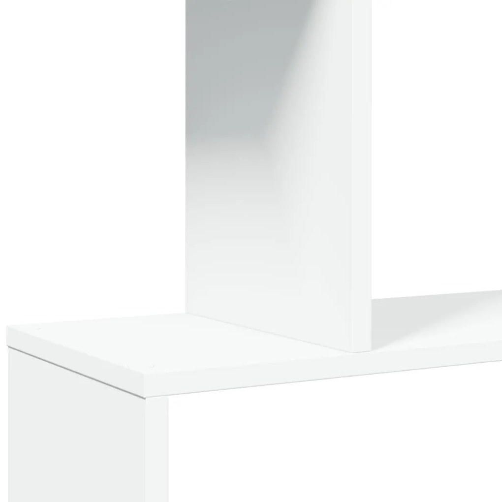 4 szintes fehér szerelt fa elválasztó könyvespolc 70x24x129 cm