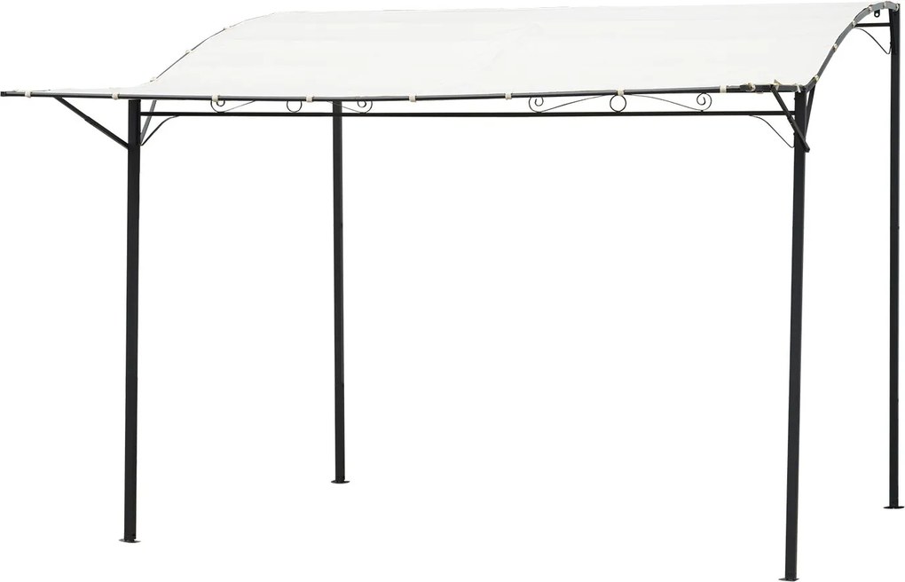 Outsunny Kerti Pavilon Napernyő Hajtható Oldalsó Tetővel UV Védelemmel Acél + Poliészter Krémfehér + Fekete 3 x 2,5 m | Aosom