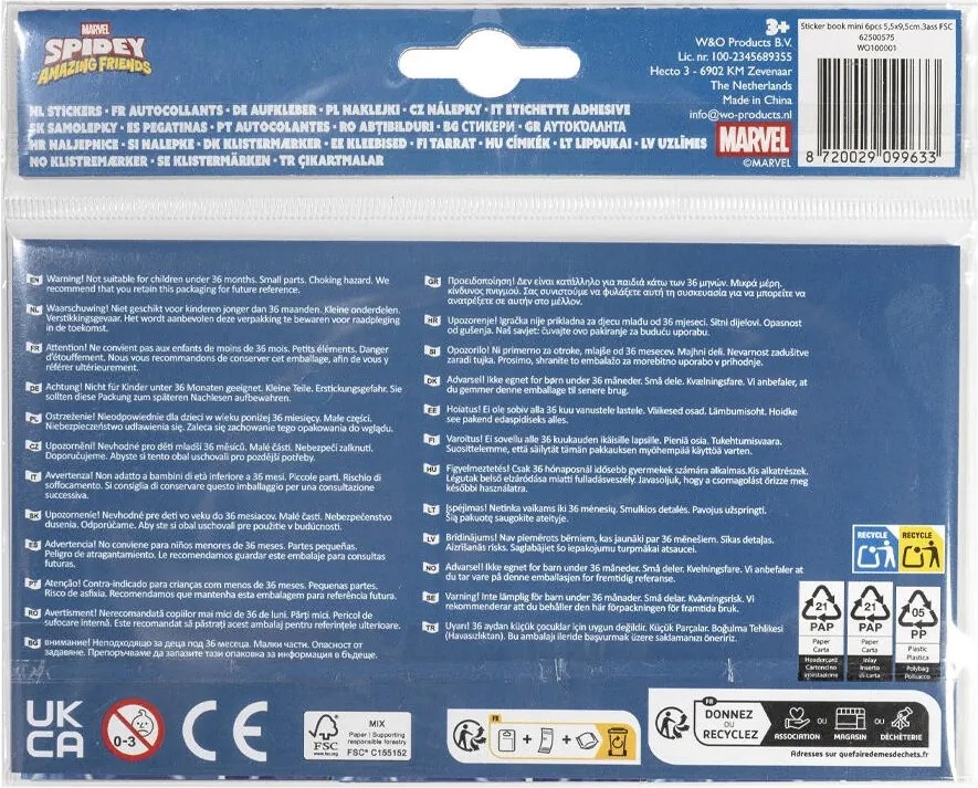 Pókember Spidey Friends mini matrica szett 6 db-os