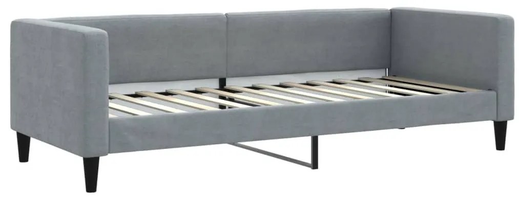világosszürke kihúzható szövet heverő matracokkal 80 x 200 cm
