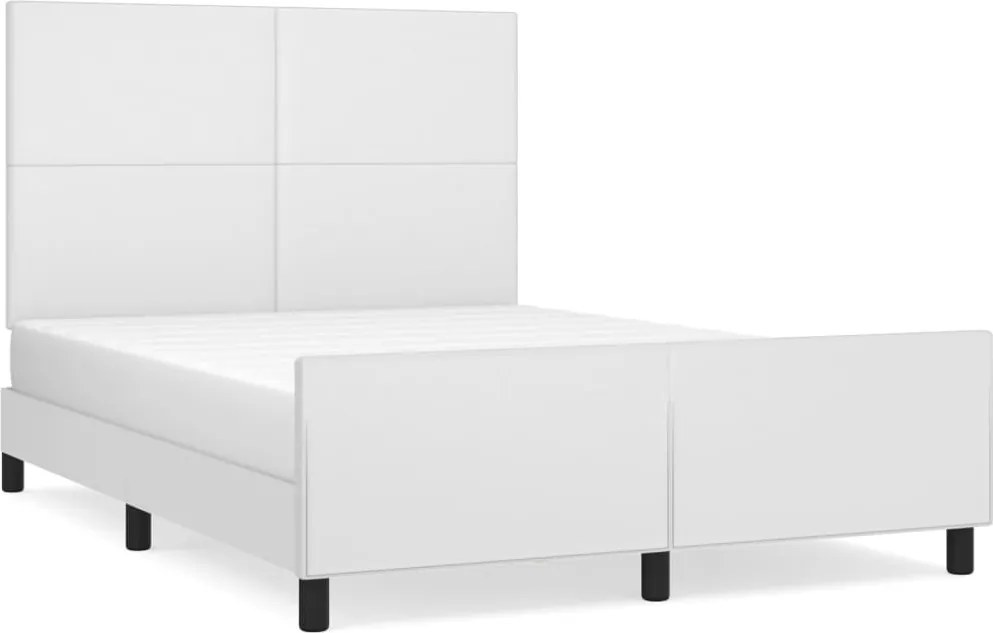 vidaXL fehér műbőr ágykeret fejtámlával 140x200 cm