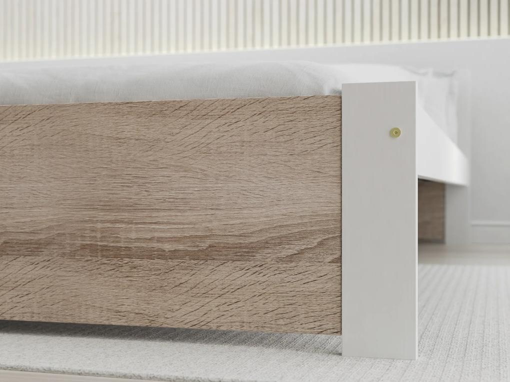 IKAROS ágy 120 x 200 cm, fehér/sonoma tölgy Ágyrács: Lamellás ágyrács, Matrac: Matrac nélkül
