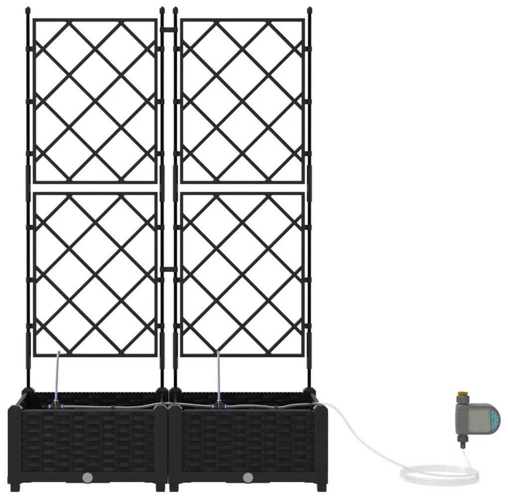 Kerti ültetők Fekete 80 x 40 x 126 cm Acél