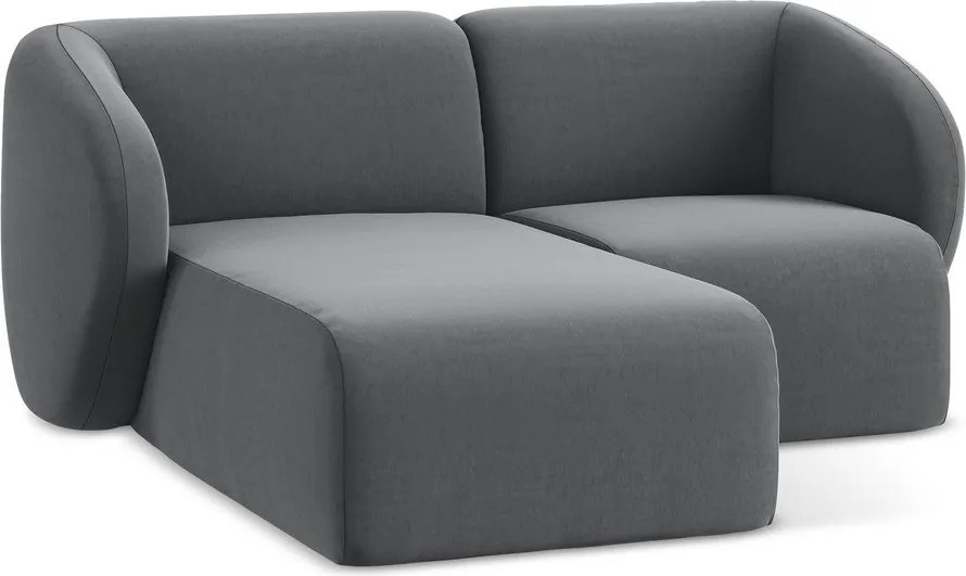 Szürke bársony sarokkanapé (bal oldali-heverő résszel) Lani – Makamii