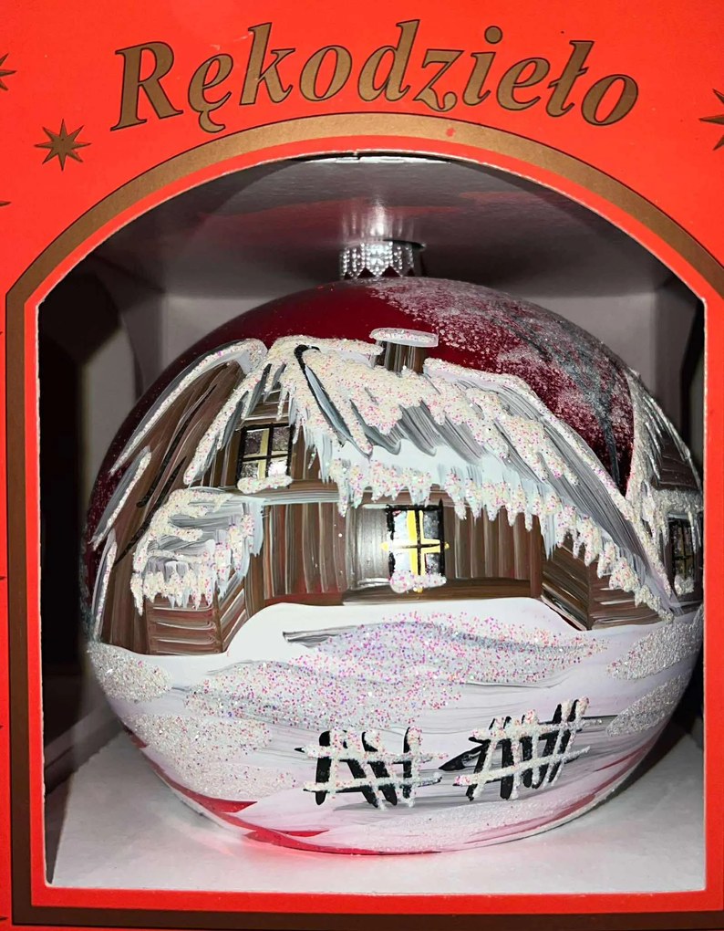 Exkluzív, kézzel készített karácsonyfadísz Téli tájkép