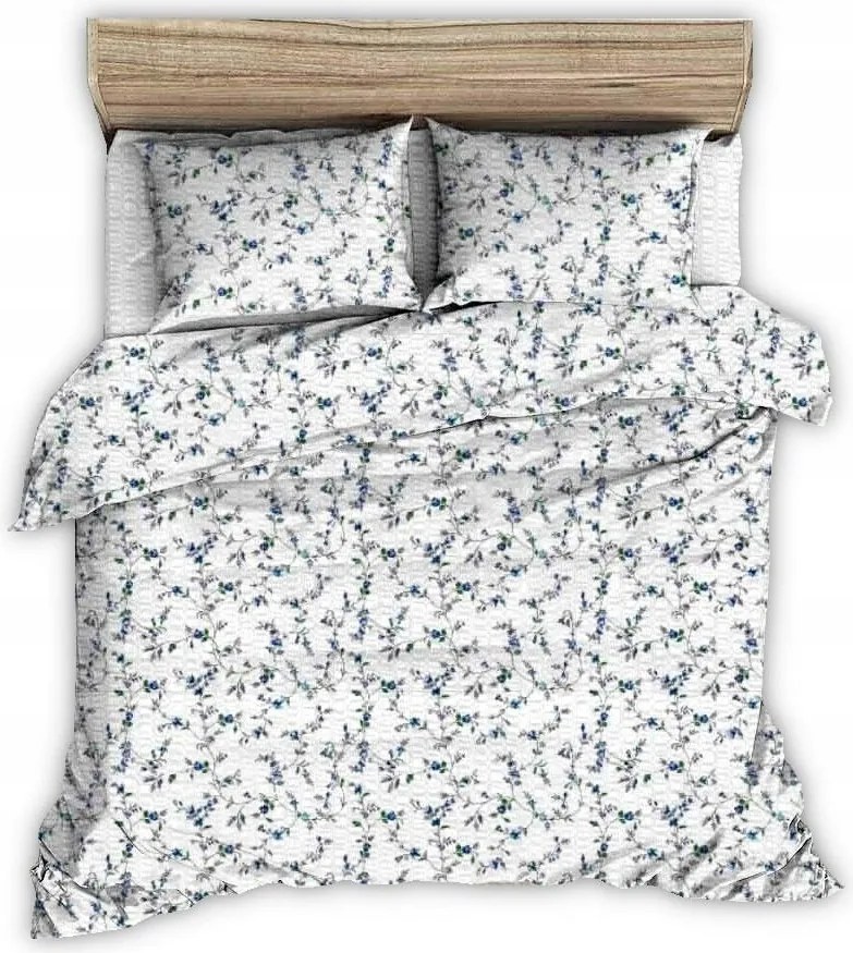 Ágyneműhuzat kéregből 180x200 fehér kék gallyak