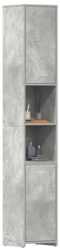 Betonszürke szerelt fa fürdőszobaszekrény 30 x 30 x 183,5 cm