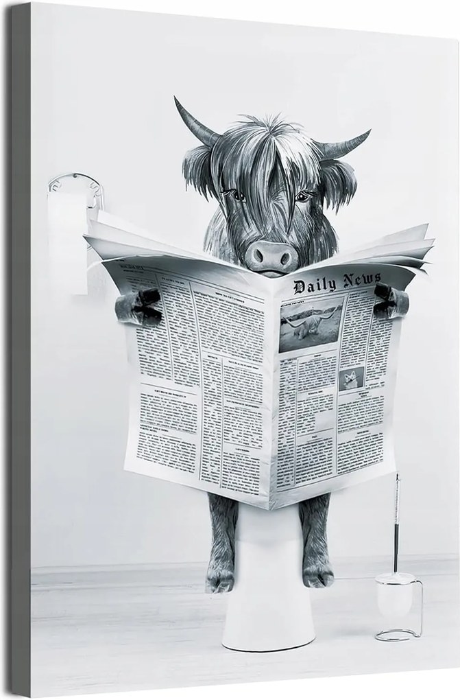 Vászonkép poszter Szarvasmarha a WC-n Wc fali dekoráció 30x40 cm