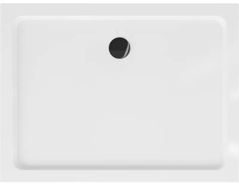 Mexen SLIM - Négyszögletű zuhanytálca 130x80x5cm + fekete szifon, fehér, 40108013B