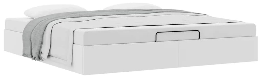 Ottomán ágykeret matrac nélkül fehér 180x200 cm műbőr