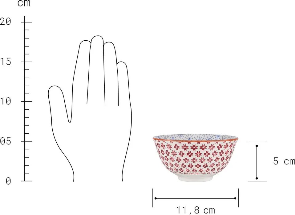 ORNAMENTS tálka 240 ml, piros-kék